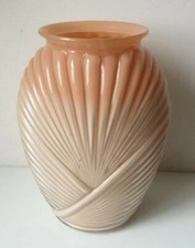 Vase ANCHOR Hocking Vintage drapé verre rose style art nouveau cristallerie 