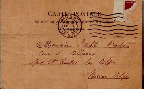 1922 carte correspondance