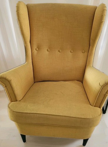 Wing chair yellow - chair, fabric