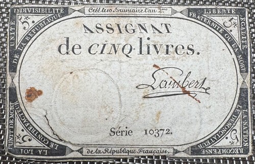 Assignat livres de - livres, la