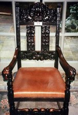 ROI PALAIS TRÔNE ACCOUDOIR CUIR FAUTEUIL CHÊNE SIÈGE MEUBLE gothique Renaissance baroque
