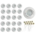 Lot de 20 Spot encastrable 1/4 de tour Blanc Aluminium avec douille GU10 ref.888