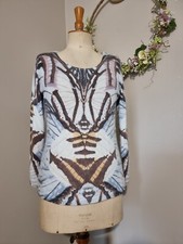 ETOILE DU MONDE :  SUPERBE PULL IMPR . 20% ANGORA BOUTONS STRASS EPAULE VAL 149E