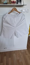 Bermuda long blanc à broderie