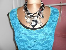 ** DEBARDEUR TURQUOISE EN DENTELLE EXTENSIBLE MARQUE GANTEB'S 38/40