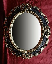 Miroir Mural Noir Or Ovale