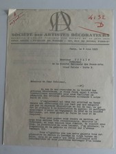 LETTRE SOCIETE DES ARTISTES