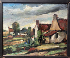 "Bretonnes & Longères" huile toile signée IVANOFF - à restaurer