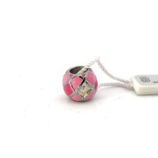 Perle En Argent Sterling 12Mm Avec Incrustation En Émail Rose Motif H11726P1-02