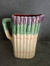 Rare Pichet en Barbotine " ASPERGES " Faïence de ONNAING FRance XIXeme