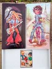 vintage  lot 3  ancien tableaux  poulbot paris