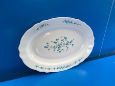 ⚜️ Arcopal  France Fleurs Veronica Myosotis Plat de service Ovale vintage 70s