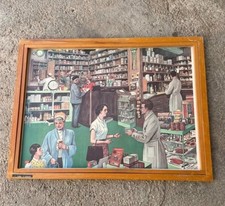 Ancienne affiche scolaire Rossignol + cadre bois Pharmacie et Hommage défenseurs