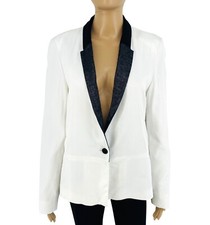 Veste Blazer En Lin Blanche À