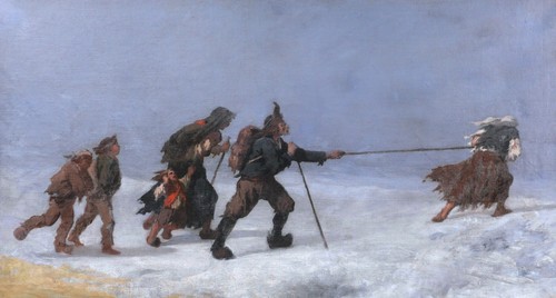 Tableau paysans tempête - , hiver