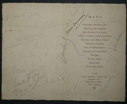Menu soirée sacd signé par - menu,