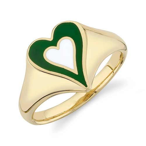 14k vert blanc émail - Émail, coeur