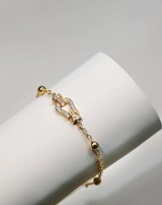 Bracelet Femme Doré Or Bijoux Zircon Chaîne Torsadé Chaînette Jaune +Cadeau