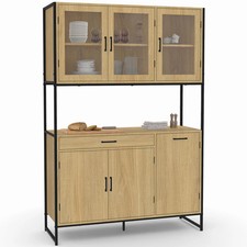 Buffet de cuisine vitré 120 CM DETROIT meuble vaisselier 6 portes design industr