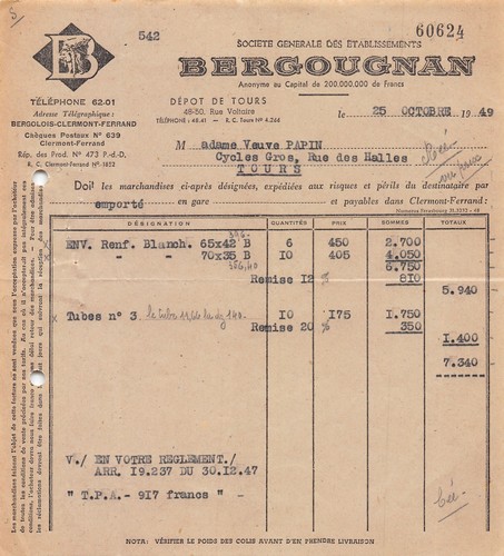 1949 bergougnan tours - 1949,