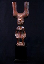 Art Africain Afrique Tribal Ancien Lance Pierre Baoulé Baule sur Socle 19,5 Cms