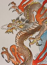 TABLEAU PEINTURE ESTAMPE DRAGON HOKUSAI TATOUAGE pop culture Art SIGNÉ CHRISK