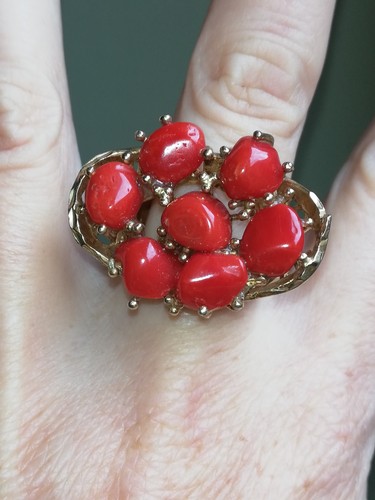 Bague argent doré corail - doré,
