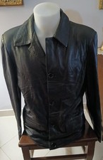 Veste Manteau Homme en Cuir Couleur Noir Taille M Code CC041