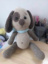 Chien marron, doudou peluche fait main au crochet neuf, 31 cm