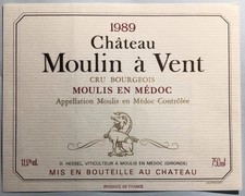 ÉTIQUETTE- CHÂTEAU MOULIN À VENT - MOULIS EN MÉDOC - CRU BOURGEOIS - 1989- #6627