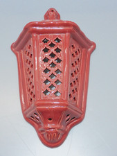 -BELLE APPLIQUE MURALE PHOTOPHORE TERRE CUITE EMAILLEE ROUGE Déco MURS JARDIN  D