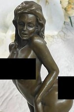 Superbe Érotique Bronze Sculpture De Chair Femme Figurine Marbre Statue
