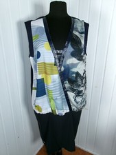 Robe longue bleu/noir LMV LA MODE EST A VOUS 46 sans manches liseré simili cuir