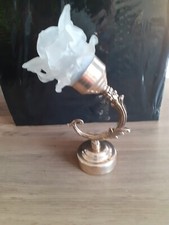 APPLIQUE MURALE FLEUR ROSE ART DÉCO PÂTE DE VERRE BRAS LAITON DORÉ AMPOULE 60W