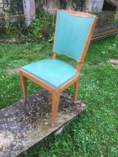 Série de 5 chaises de salle à manger1950/60 bois et skaï 