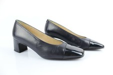 Vintage PACO HERRERO Escarpins Trotteurs Cuir  Bleu nuit  T 38 Très bon état