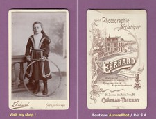 CDV EHRHARD à CHATEAU-THIERRY : FILLETTE AVEC JOUET CERCEAU EN BOIS, TOY  -S4