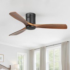 Ventilateur de Plafond 132cm sans Lumière 6 Vites Pales en Bois et Télécommande