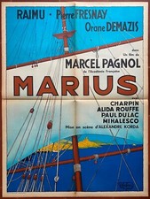 Affiche MARIUS Marcel Pagnol RAIMU Dubout ORANE DEMAZIS Bateau 60x80cm 50's