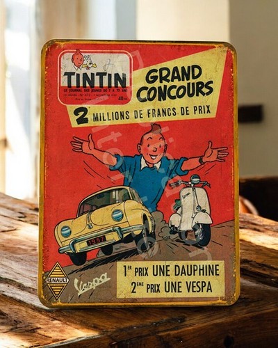 Plaque métal vintage - vintage, tintin