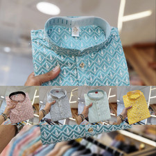 Homme Thaï Soie Kurta Pyjama Ensemble Avec Lucknowi Work Indien Mariage Soirée