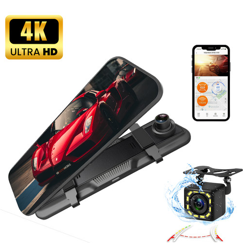 Dashcam rétroviseur wifi - 4k,
