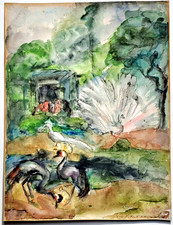 Ancienne AQUARELLE originale signée Lou ALBERT-LASARD (Metz 1885-Paris 1969)