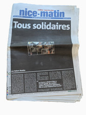 JOURNAL HISTORIQUE NICE MATIN 8 JANVIER 2015 TOUS SOLIDAIRES CHARLIE HEBDO