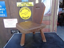 Ancien Tabouret tripode dossier bois année 50 Dlg PERRIAND Chapo design vintage