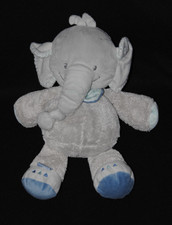 Peluche doudou éléphant NATTOU gris bleu bandana 30 cm TTBE