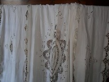 Antique beautiful linen tablecloth.Hand embroidered.Lace on the edges.C1920.