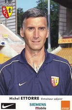 FOOTBALL carte entraineur MICHEL ETTORE équipe RC LENS signée