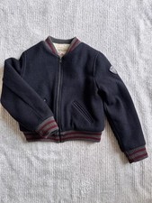 Bonpoint kids bomber jacket 75% wool - navy blue - 6 yo