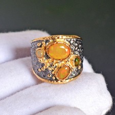 Bague large bande en pierre